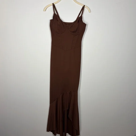 Brown Corset Evening Gown with Built-In Shapewear and Bra (Wedding Guest, Prom) - Picture 6 of 10